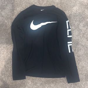 Long-sleeve black Nike shirt.